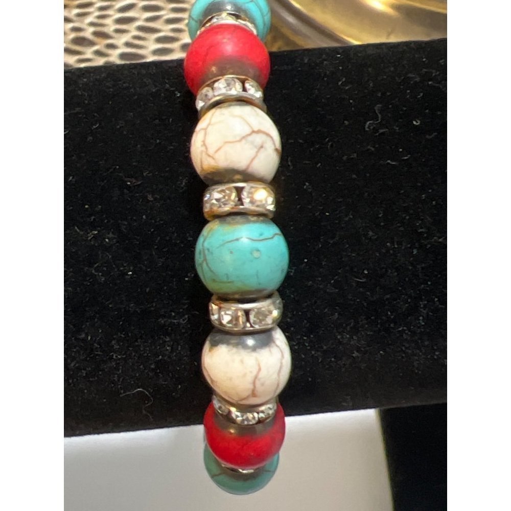 Artisan Genuine Southwestern Howlite Stretch Bracelet -- 7.5" -- NWOTS -- #2
